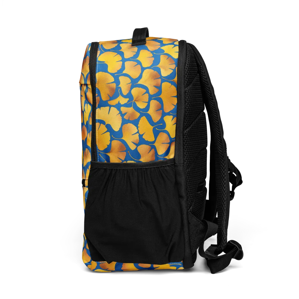 Blue Ginkgo on Utility Backpack — Left