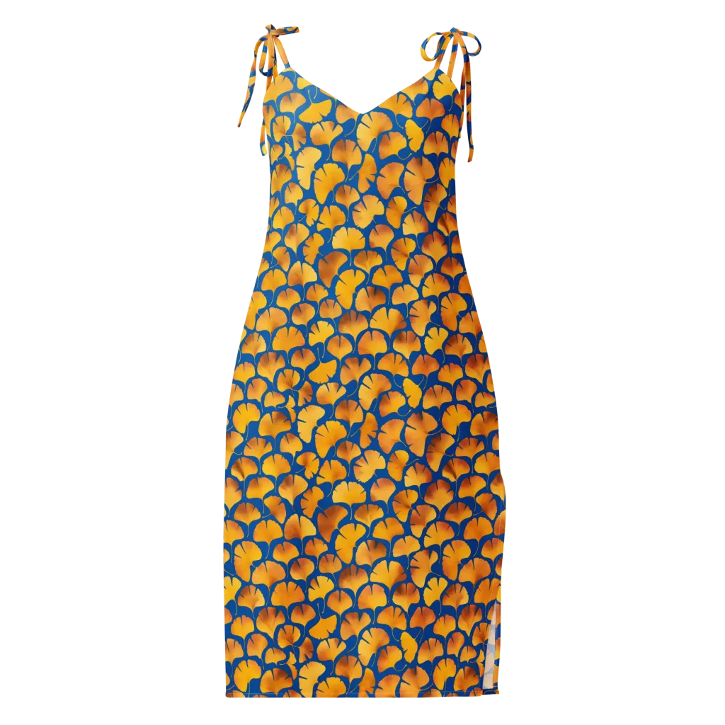 Blue Ginkgo on Slip Dress — Front