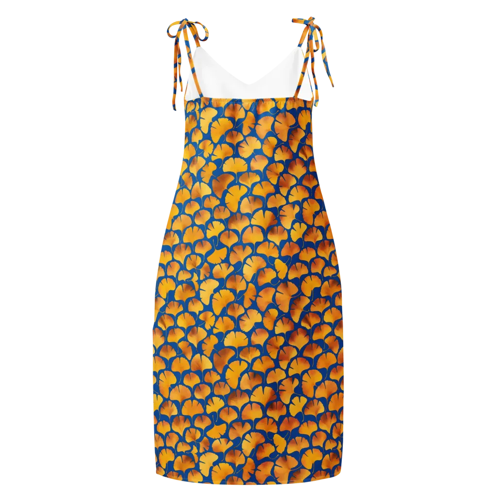 Blue Ginkgo on Slip Dress — Back