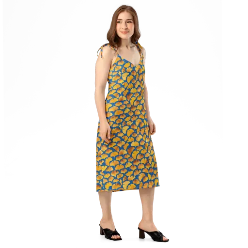 Blue Ginkgo on a Slip Dress
