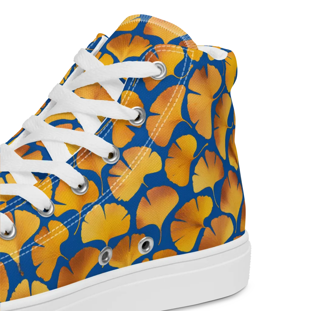 Blue Ginkgo on Women's High Top Canvas Shoes — Product details 2