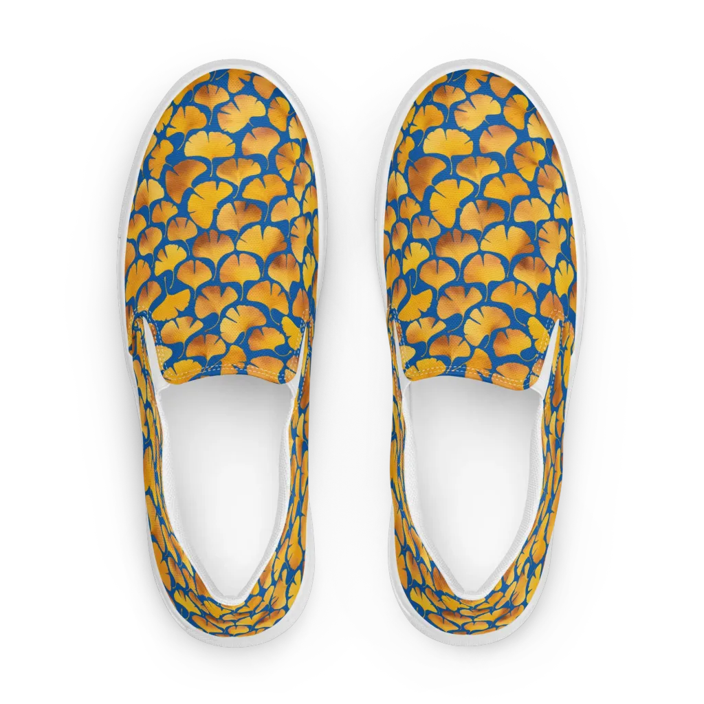 Blue Ginkgo on Women's Slip-On Canvas Shoes — Front