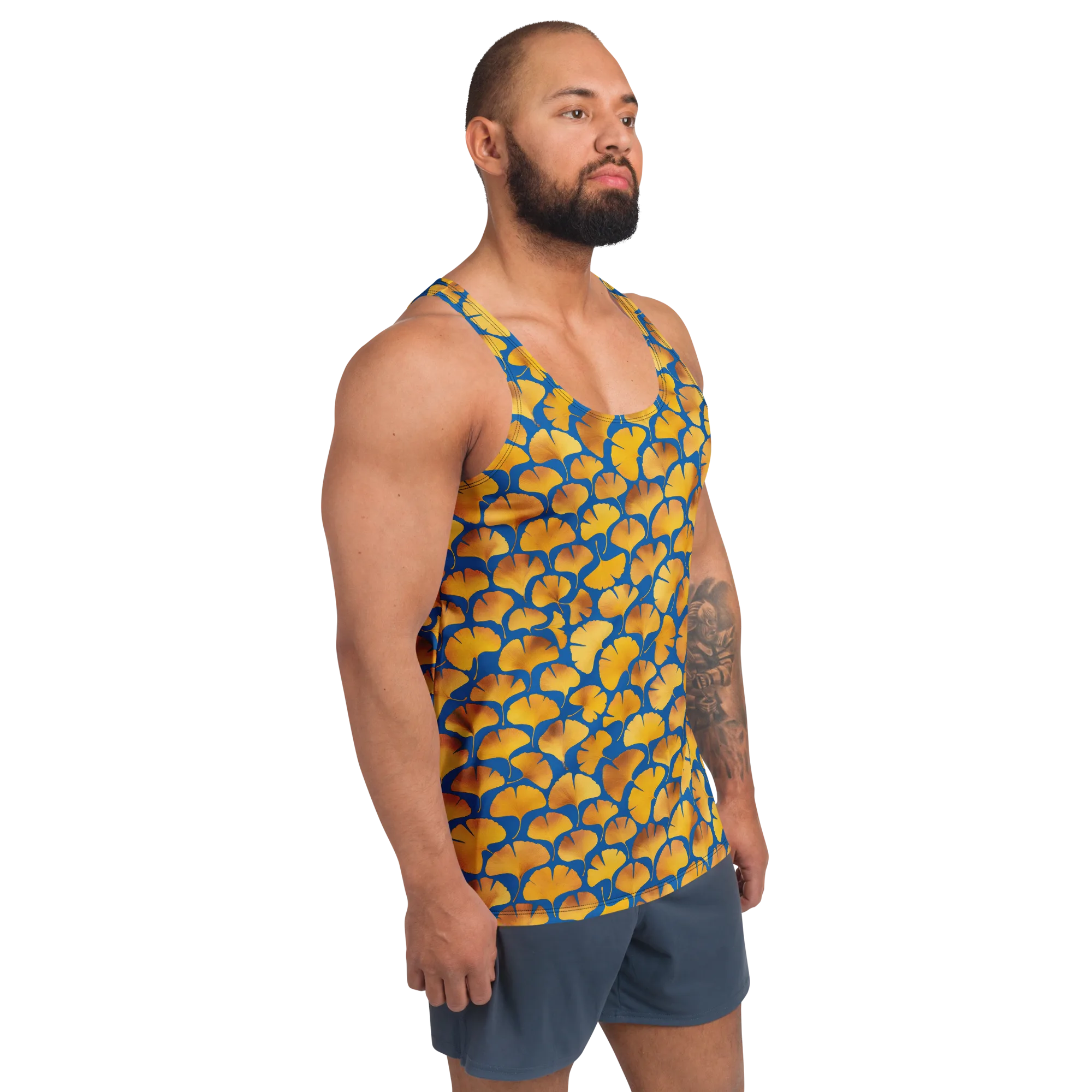 Blue Ginkgo on Men's Tank Top — Right Front