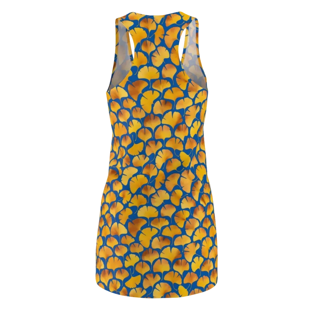 Blue Ginkgo on Racerback Dress — Back