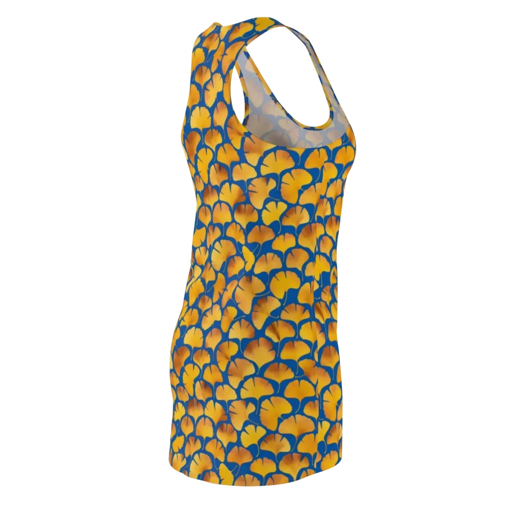 Blue Ginkgo on Racerback Dress — Back Side