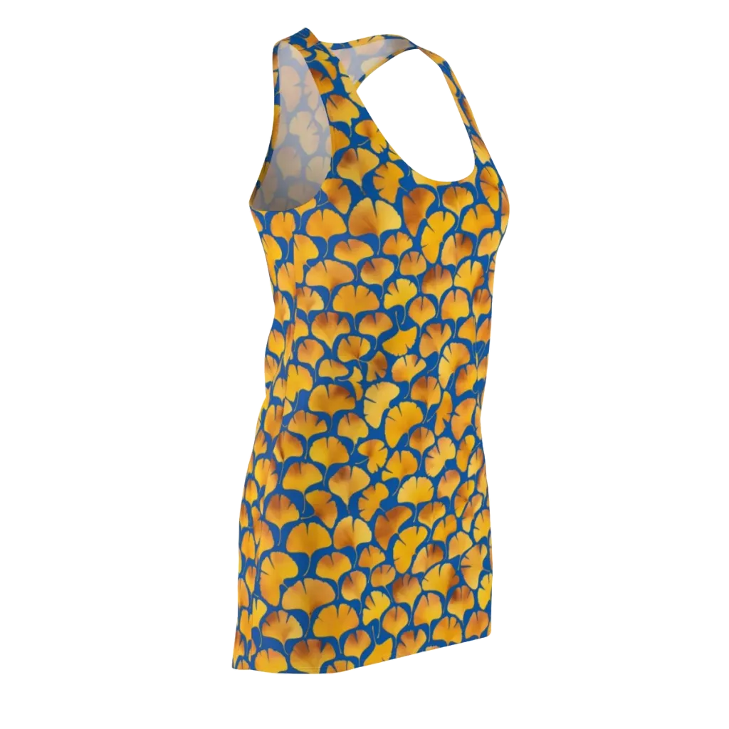 Blue Ginkgo on Racerback Dress — Front Side