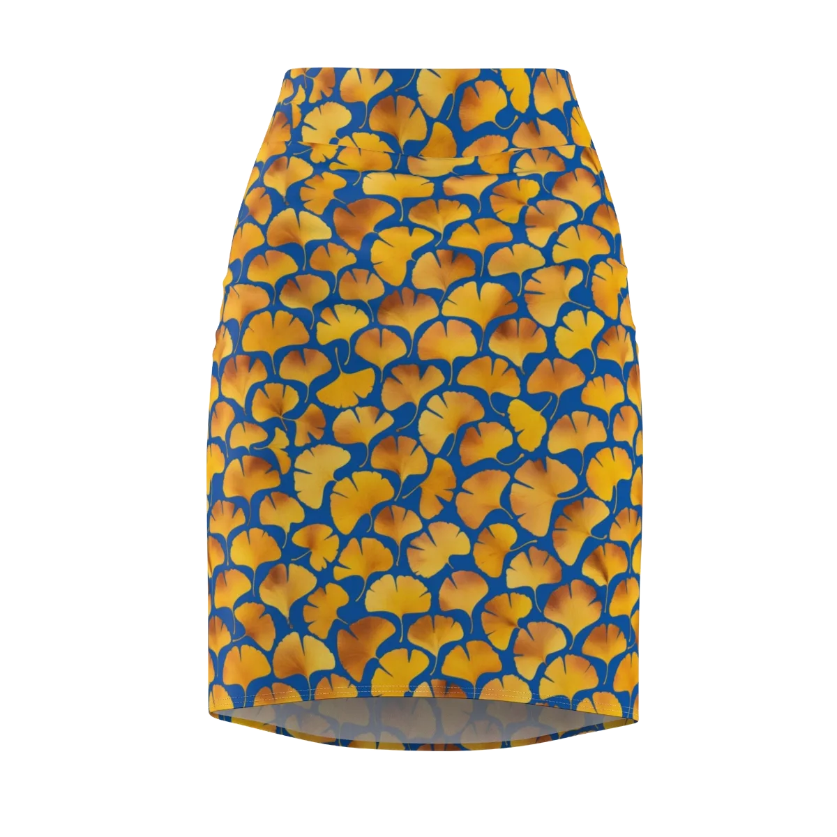 Blue Ginkgo on Pencil Skirt — Front