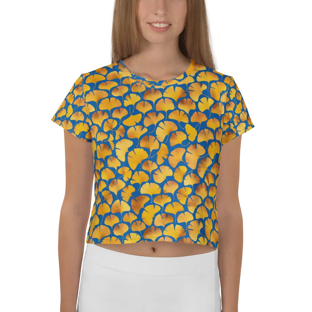 Blue Ginkgo on Crop Tee — Front