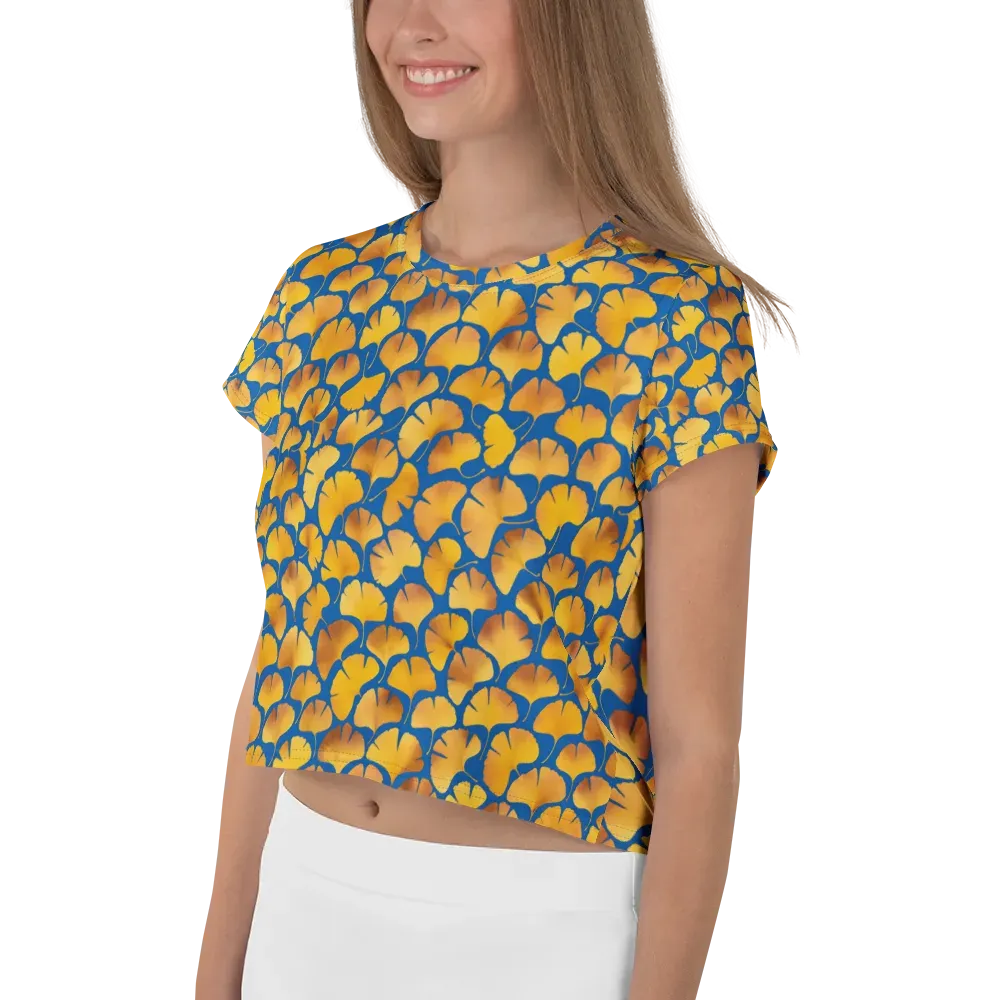 Blue Ginkgo on Crop Tee — Left
