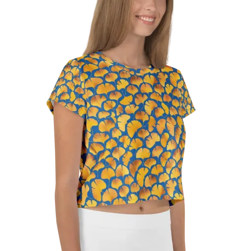 Blue Ginkgo on a Crop Tee