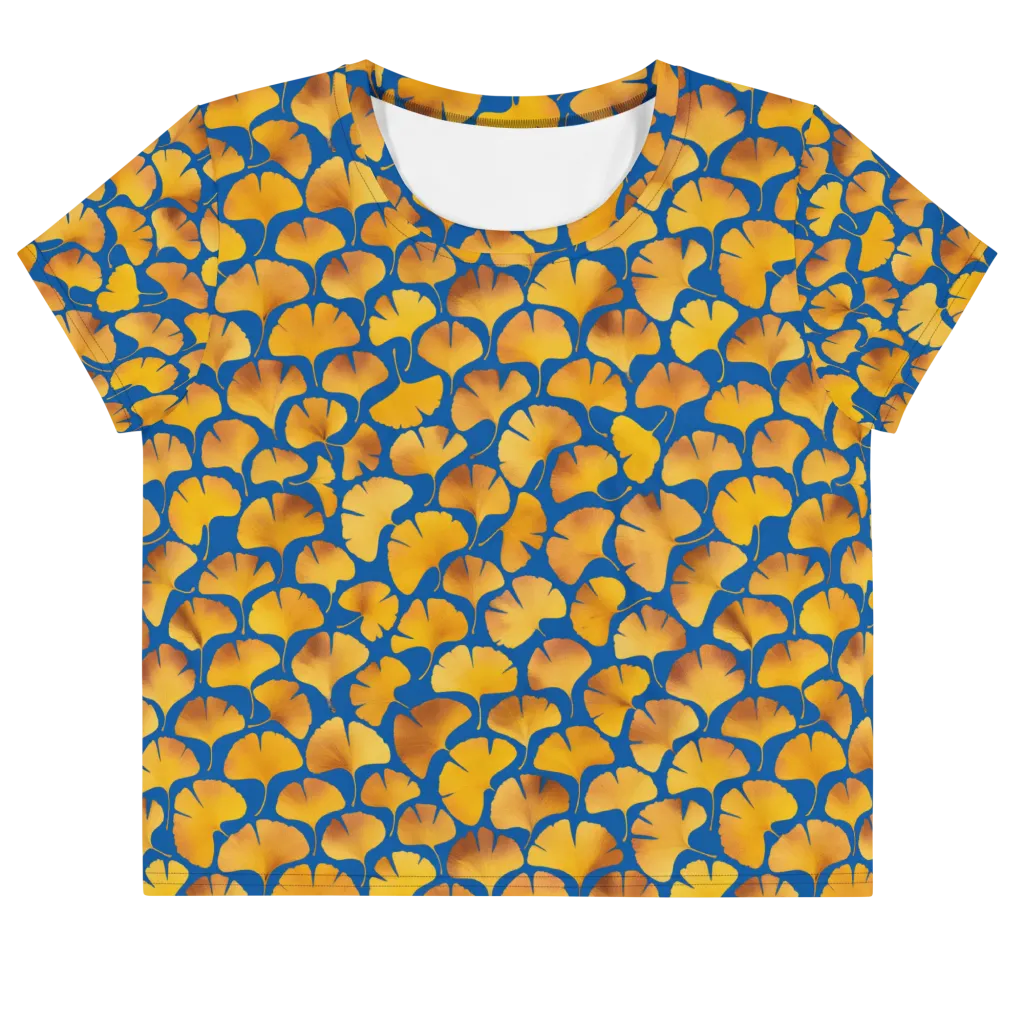 Blue Ginkgo on Crop Tee — Front