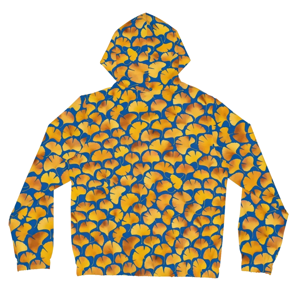 Blue Ginkgo on Women's Full-Zip Hoodie — Back