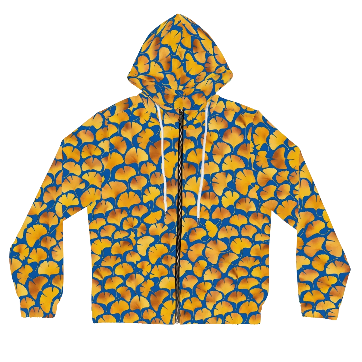 Blue Ginkgo on Women's Full-Zip Hoodie — Front