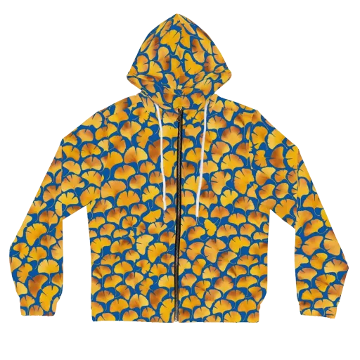 Blue Ginkgo on a Women's Full-Zip Hoodie