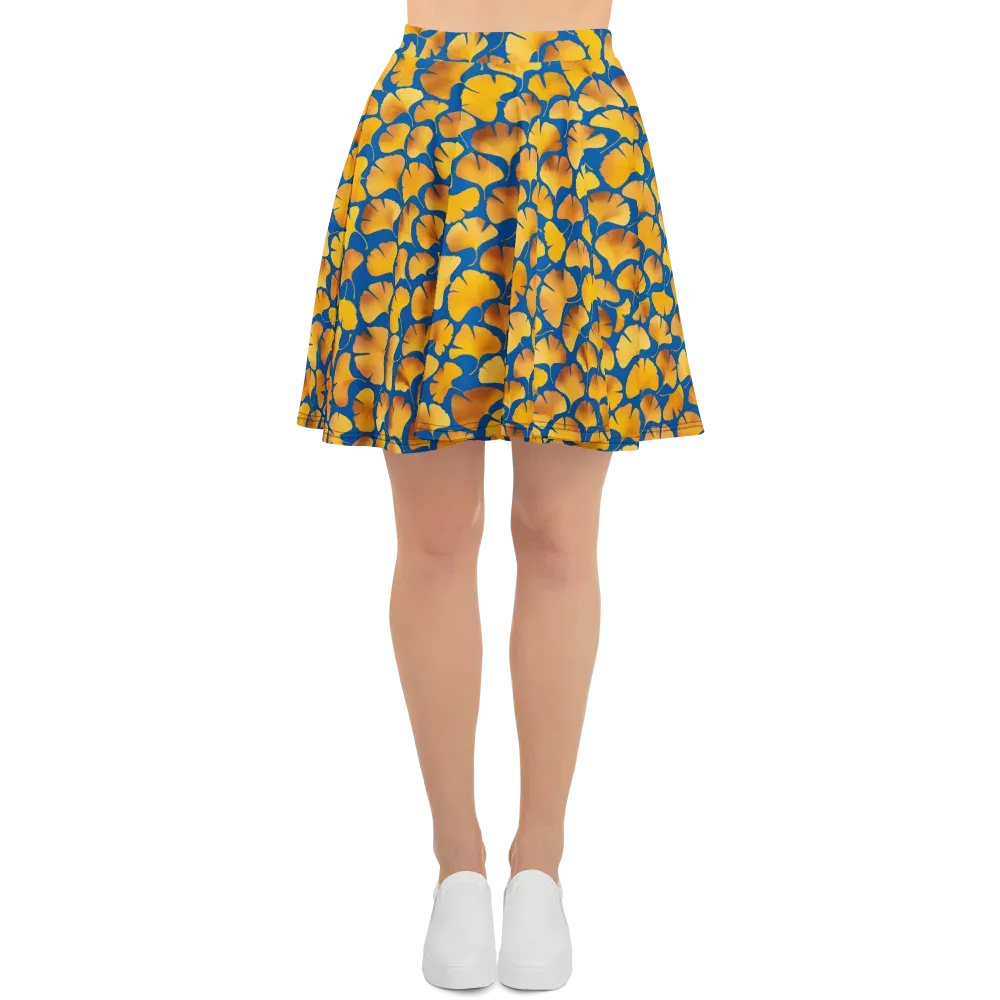 Blue Ginkgo on Skater Skirt — Front