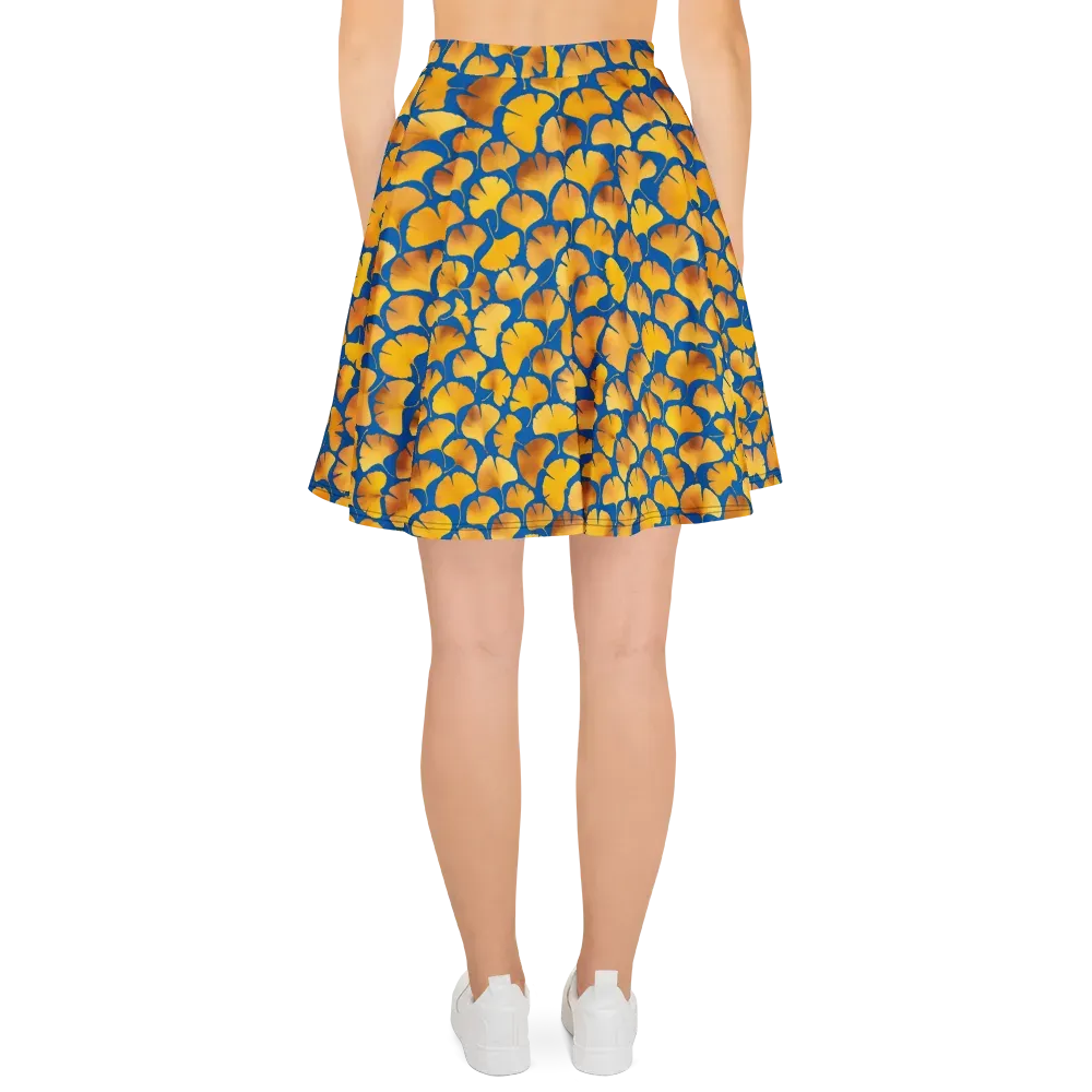 Blue Ginkgo on Skater Skirt — Back
