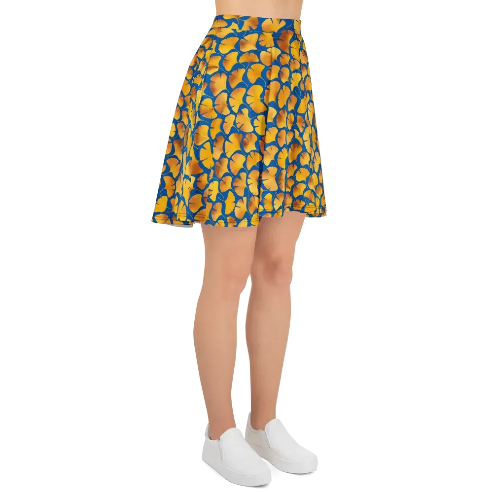 Blue Ginkgo on Skater Skirt — Right