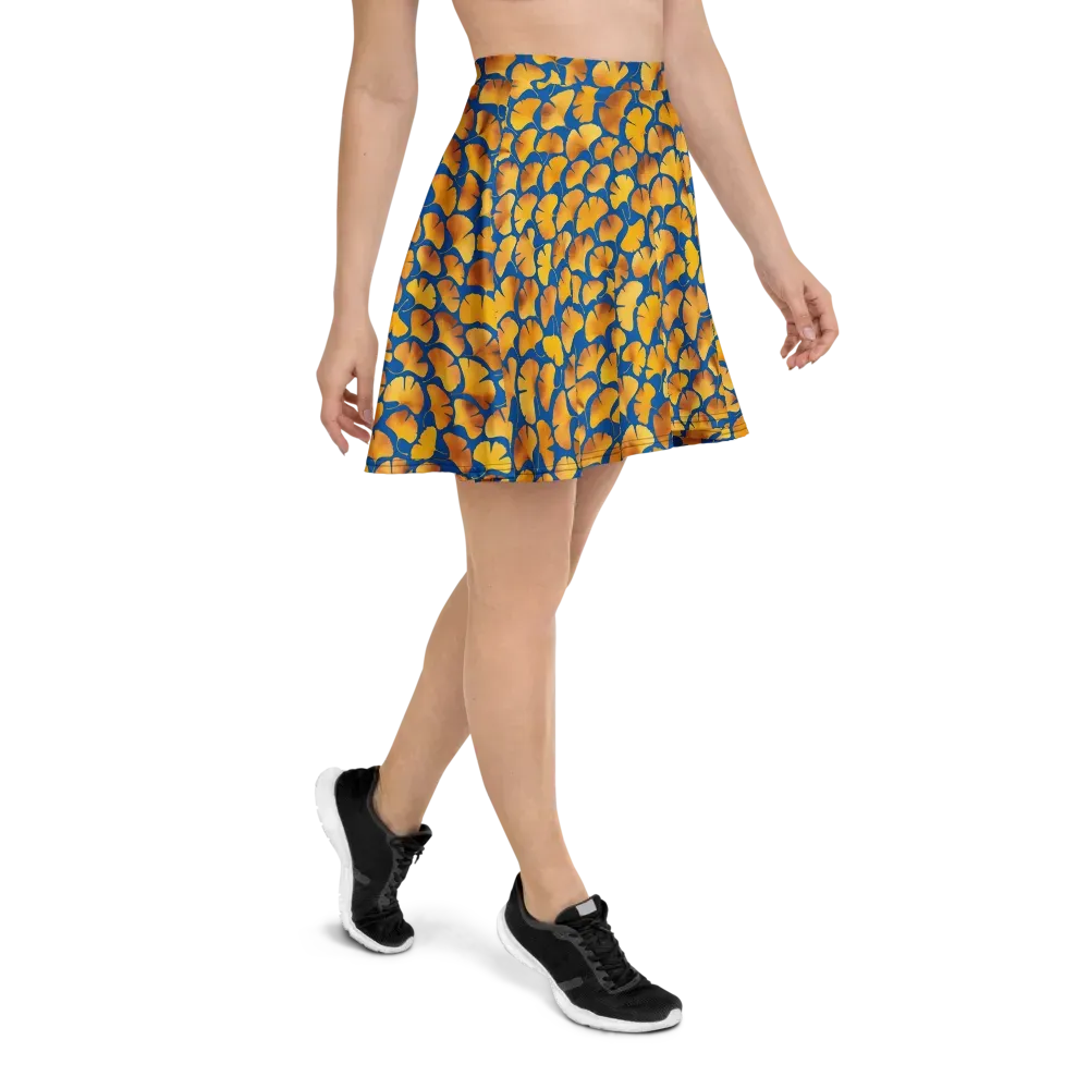 Blue Ginkgo on Skater Skirt — Right