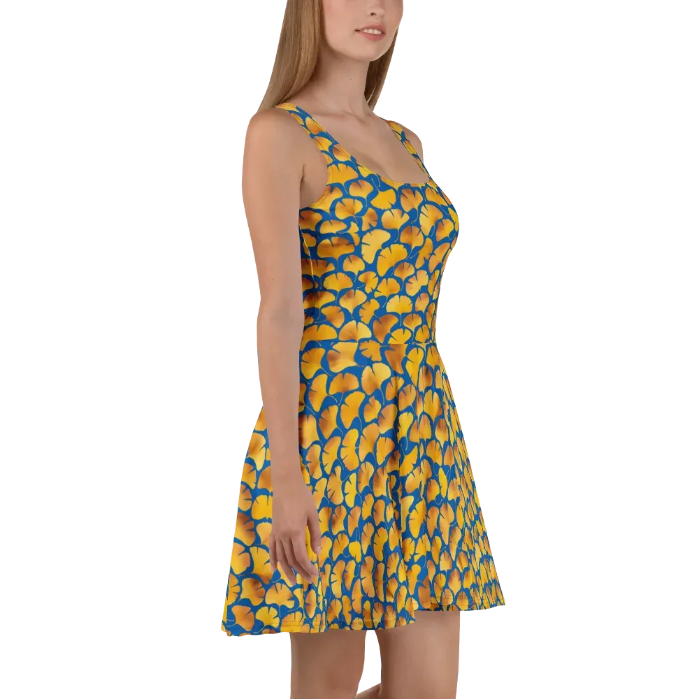 Blue Ginkgo on Skater Dress — Right