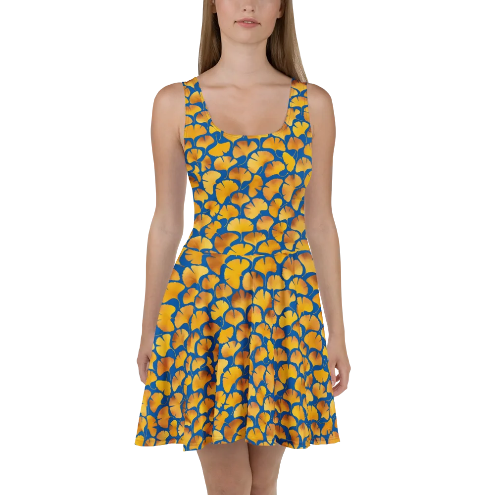Blue Ginkgo on Skater Dress — Front