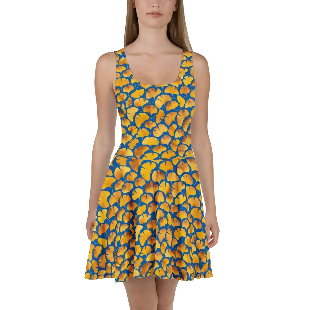 Blue Ginkgo on Skater Dress — Front