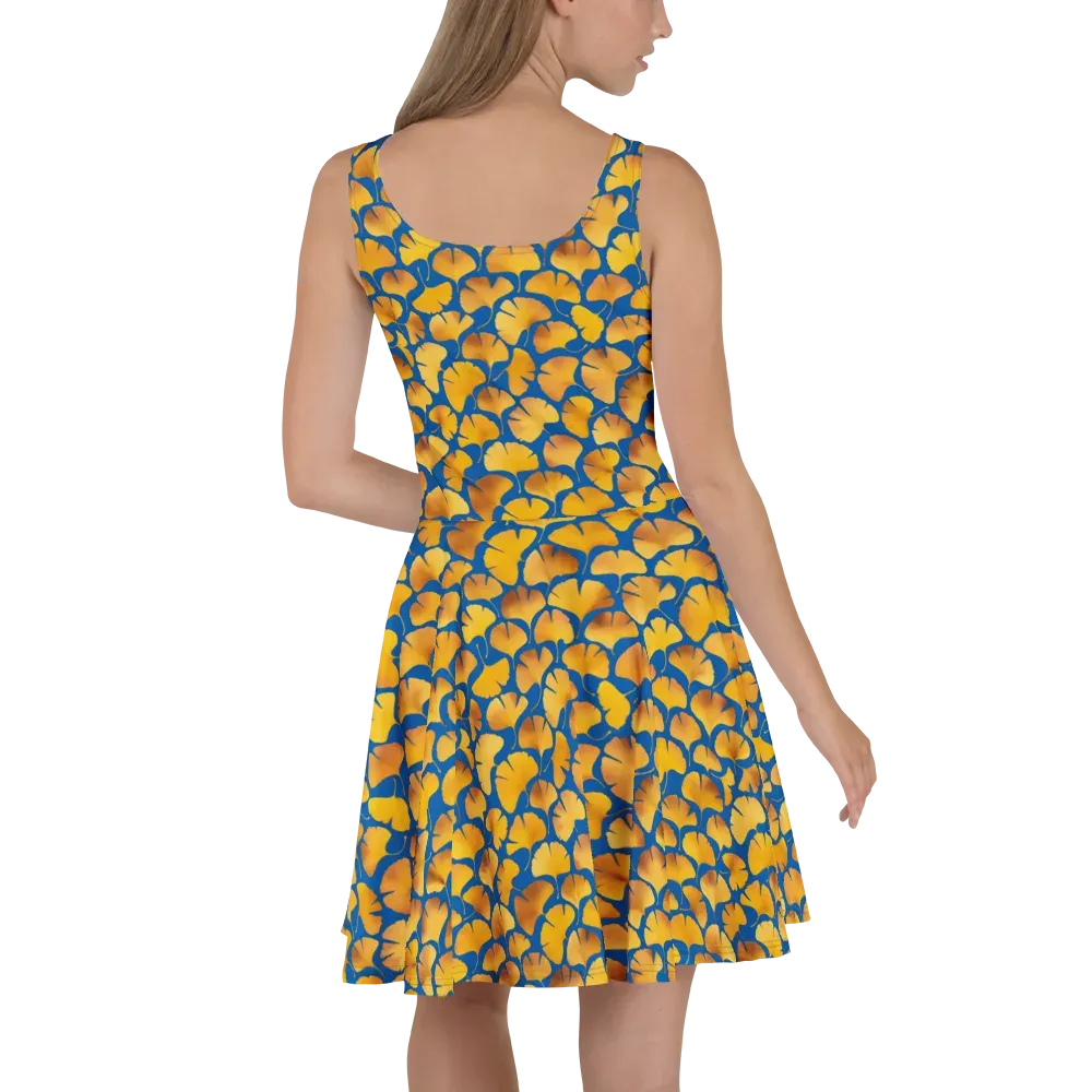 Blue Ginkgo on Skater Dress — Back