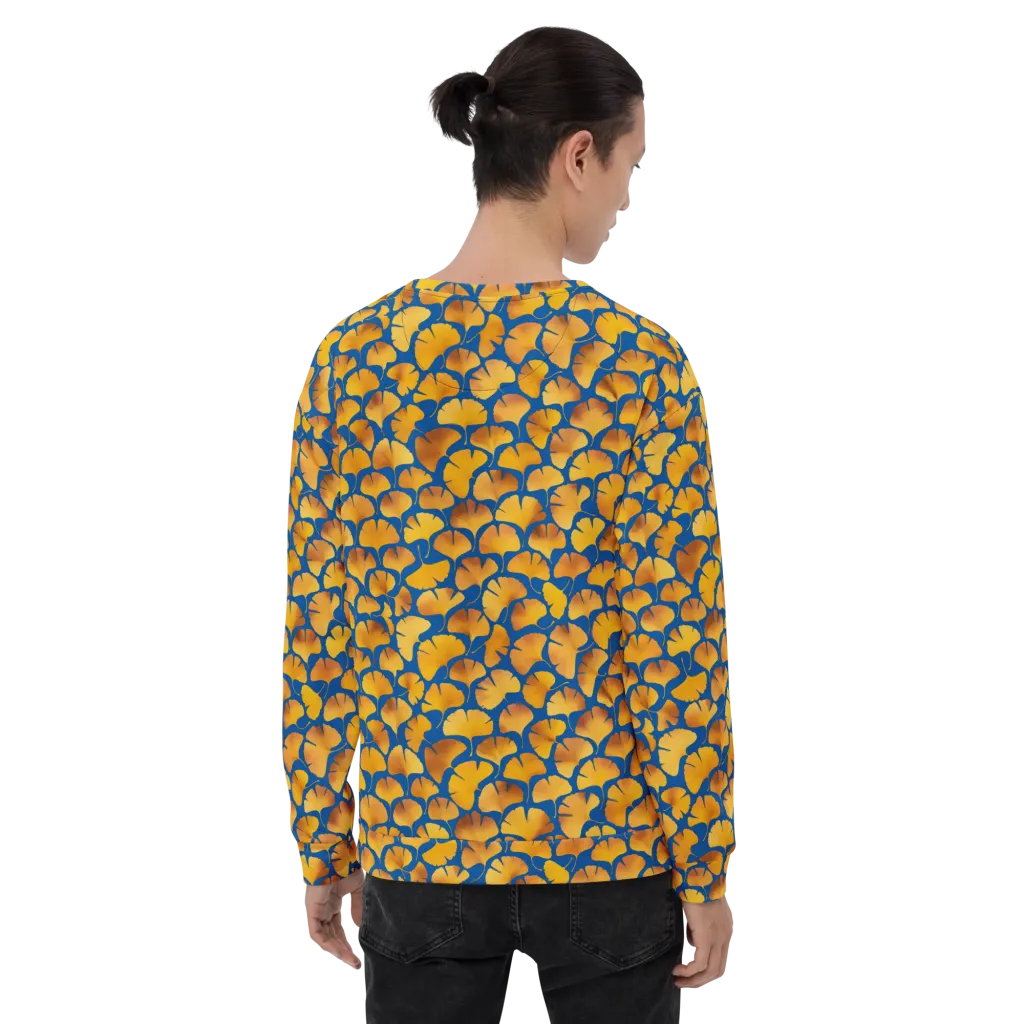 Blue Ginkgo on Sweatshirt — Back