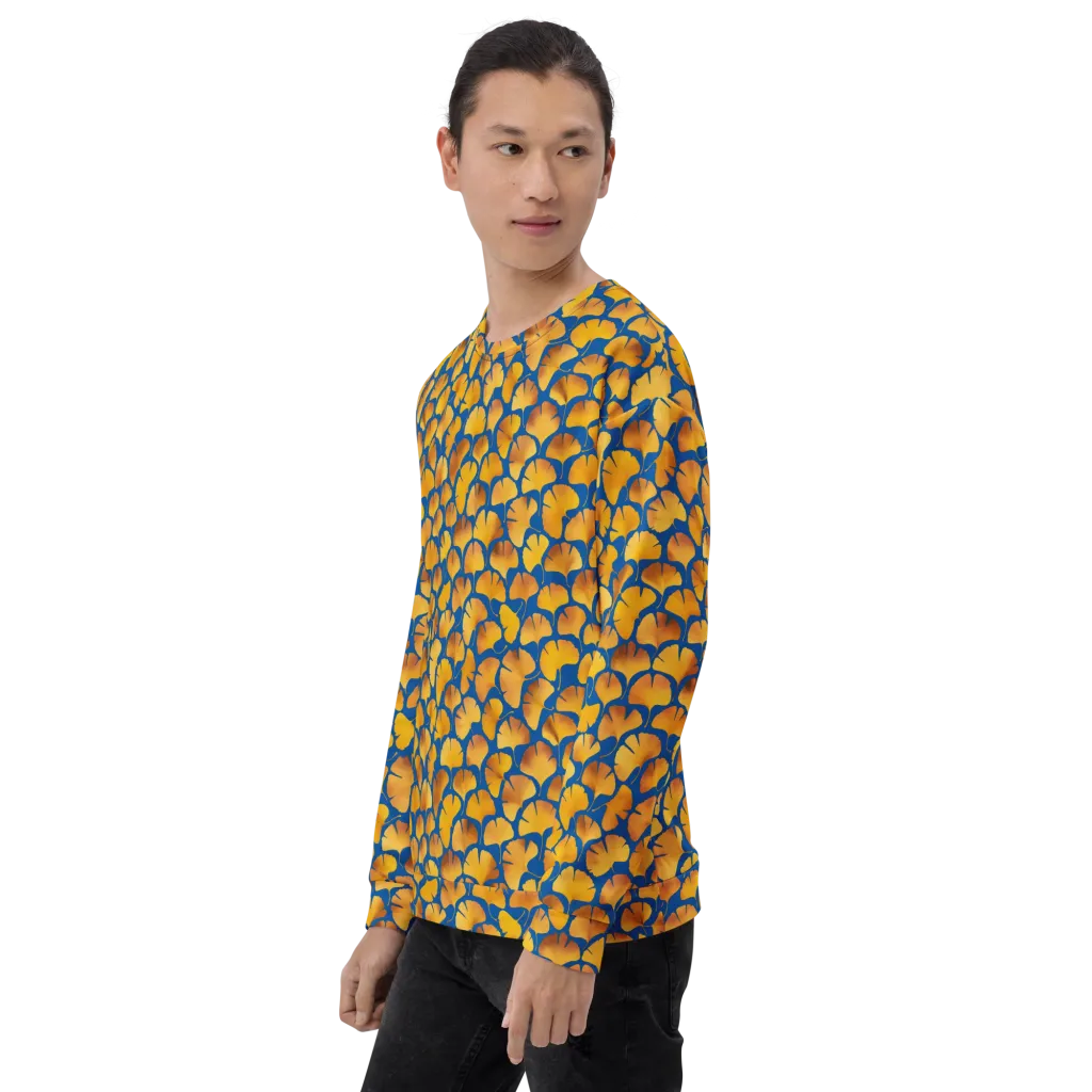 Blue Ginkgo on Sweatshirt — Left Front