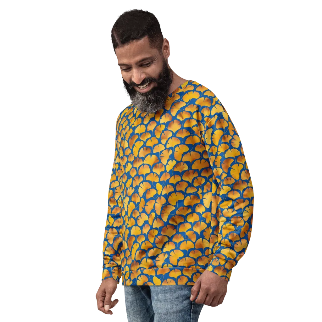 Blue Ginkgo on Sweatshirt — Left Front
