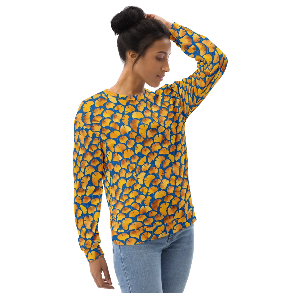 Blue Ginkgo on Sweatshirt — Right Front