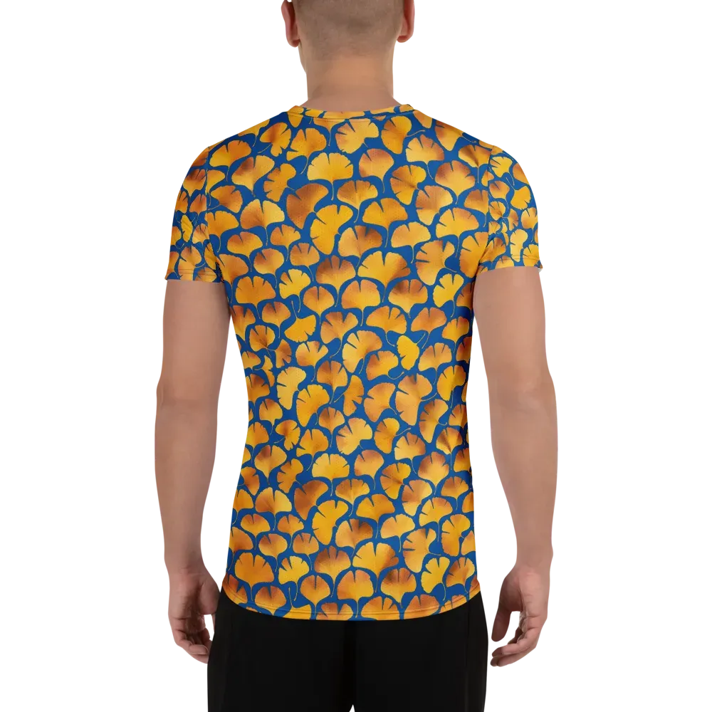 Blue Ginkgo on Men's Athletic T-Shirt — Back