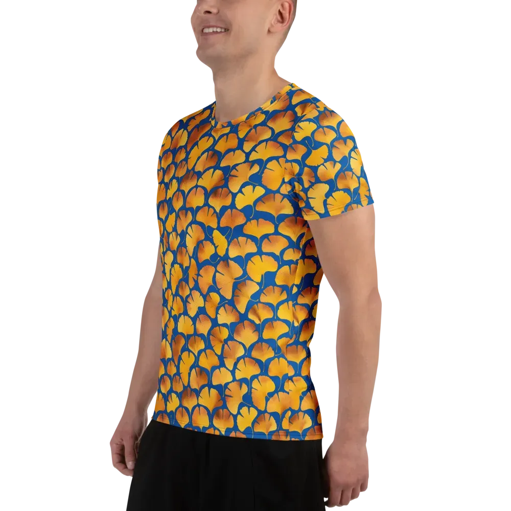 Blue Ginkgo on Men's Athletic T-Shirt — Left