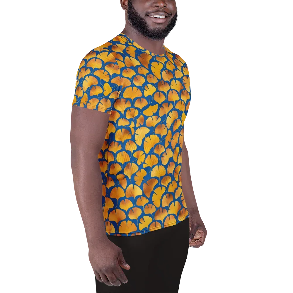 Blue Ginkgo on Men's Athletic T-Shirt — Right