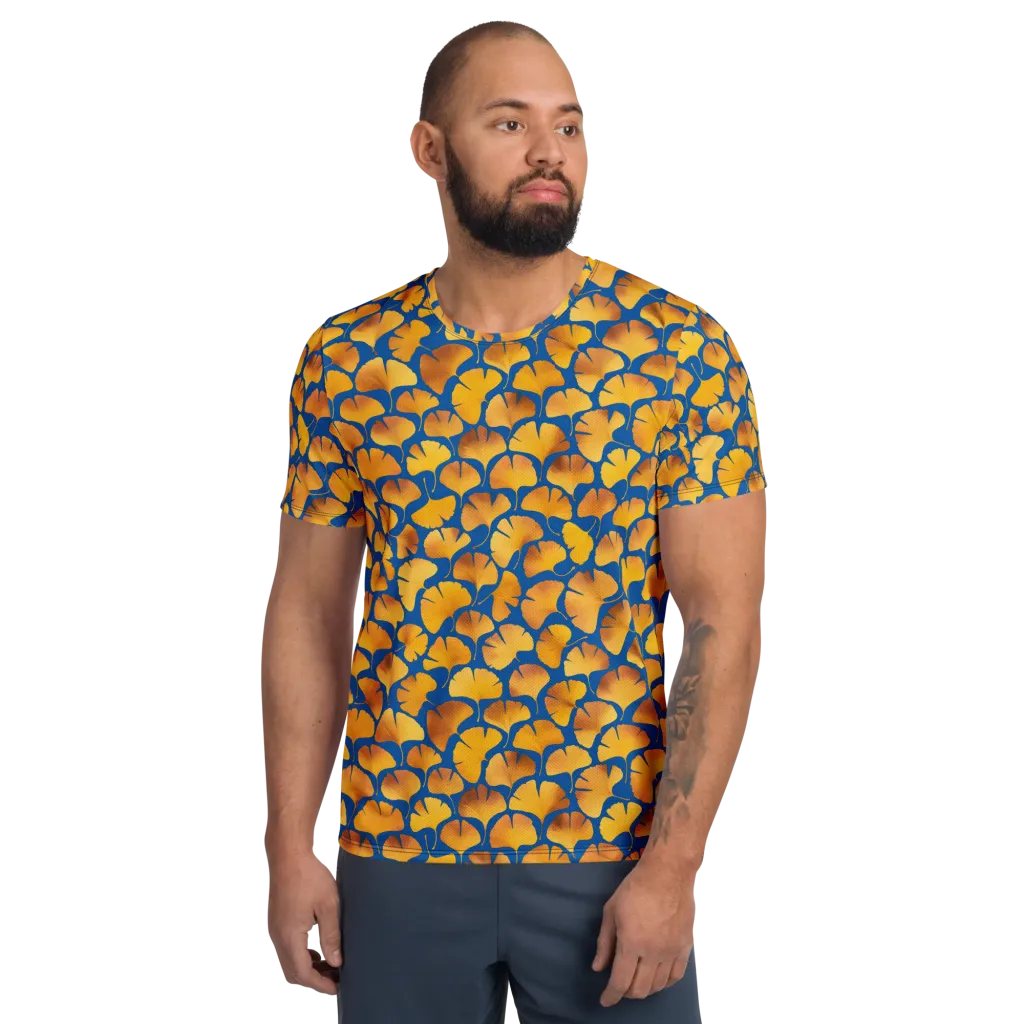 Blue Ginkgo on Men's Athletic T-Shirt — Front