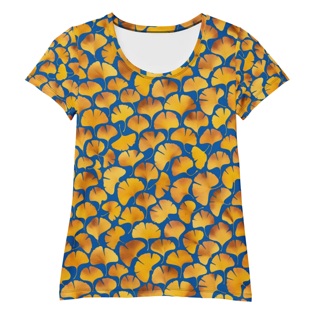 Blue Ginkgo on Women's Athletic T-Shirt — Front