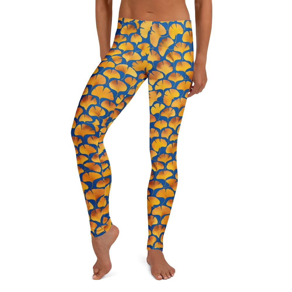 Blue Ginkgo on Leggings — Front