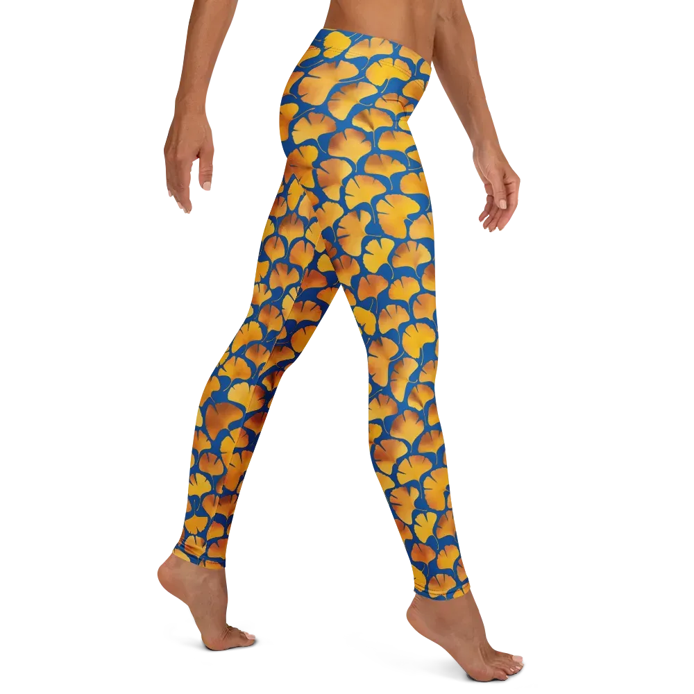 Blue Ginkgo on Leggings — Right