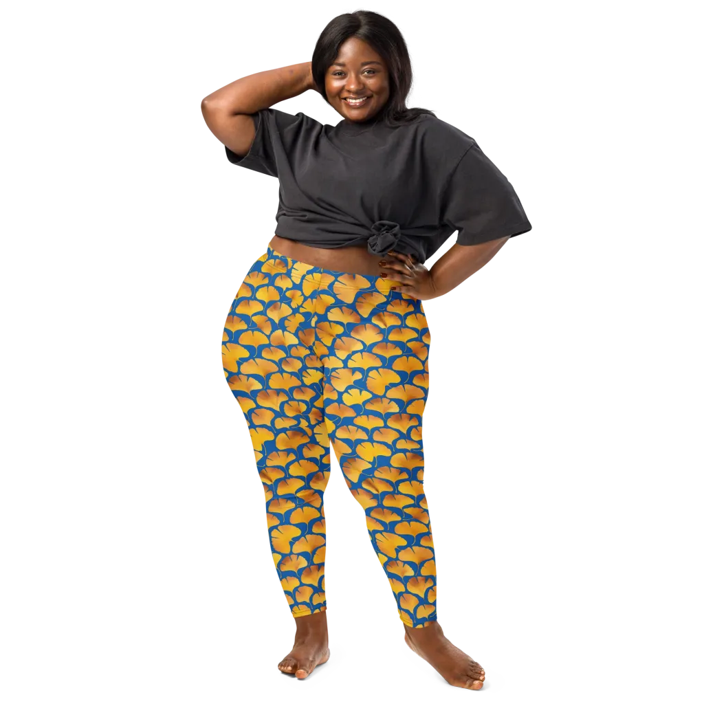 Blue Ginkgo on Leggings — Front