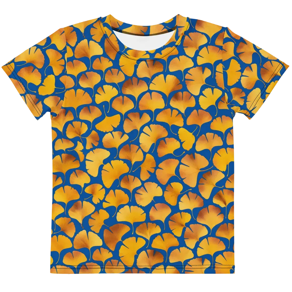 Blue Ginkgo on Kids Crew Neck T-Shirt — Front