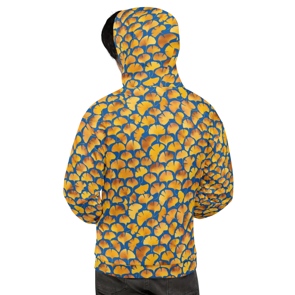 Blue Ginkgo on Hoodie — Back
