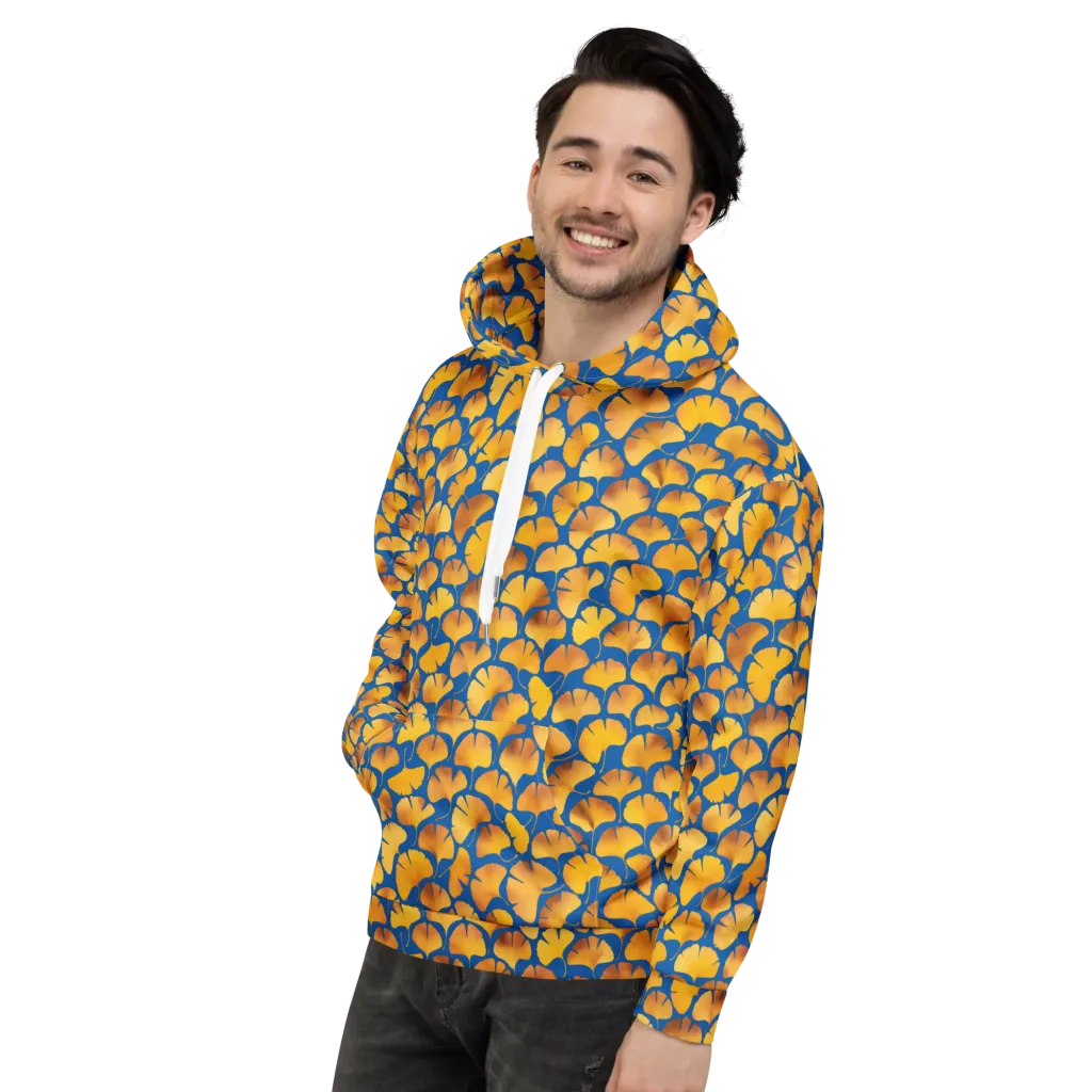 Blue Ginkgo on Hoodie — Left