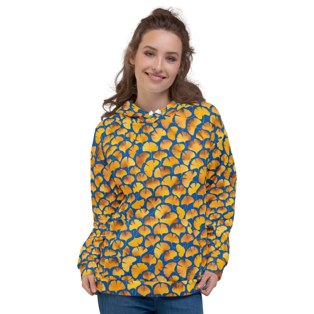 Blue Ginkgo on Hoodie — Front