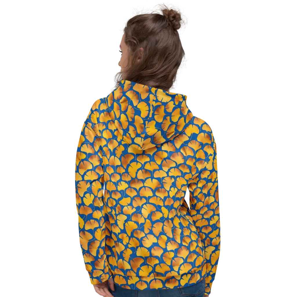Blue Ginkgo on Hoodie — Back