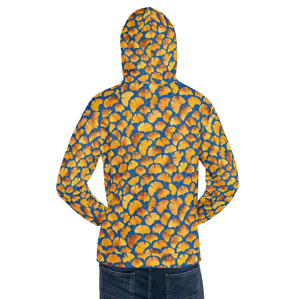 Blue Ginkgo on Hoodie — Back