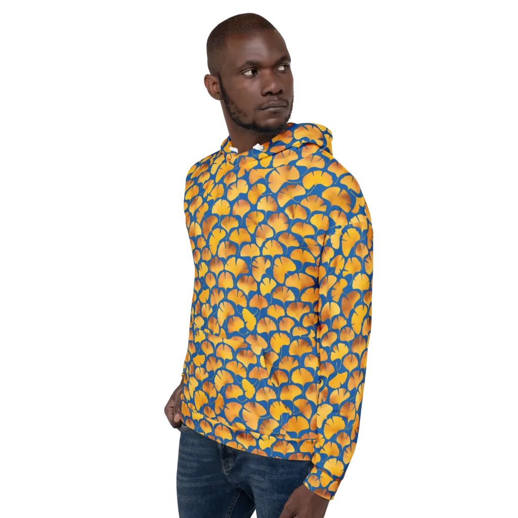 Blue Ginkgo on Hoodie — Left