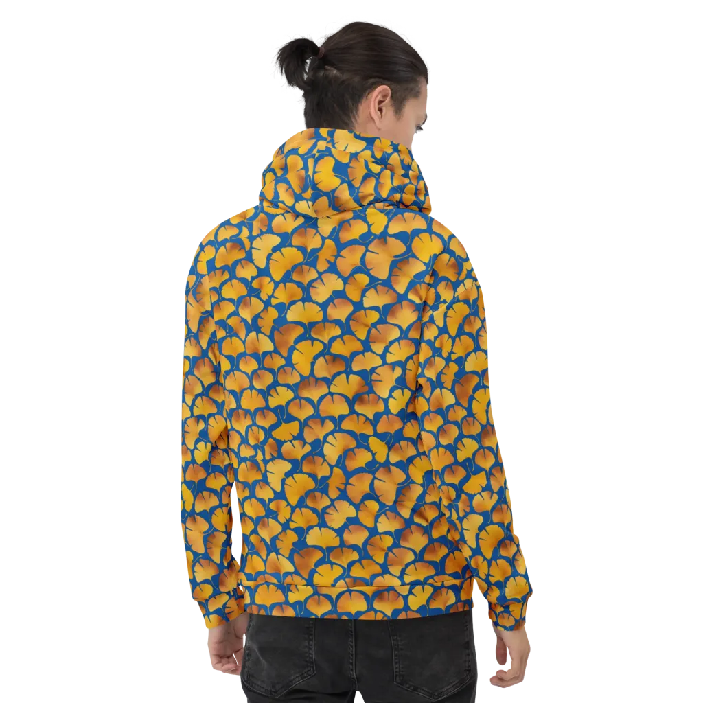 Blue Ginkgo on Hoodie — Back