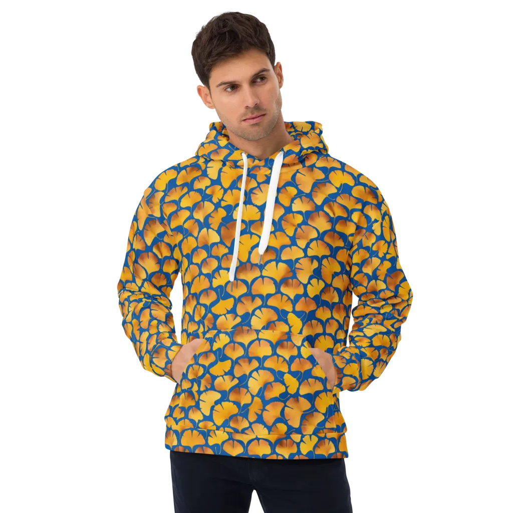 Blue Ginkgo on Hoodie — Front