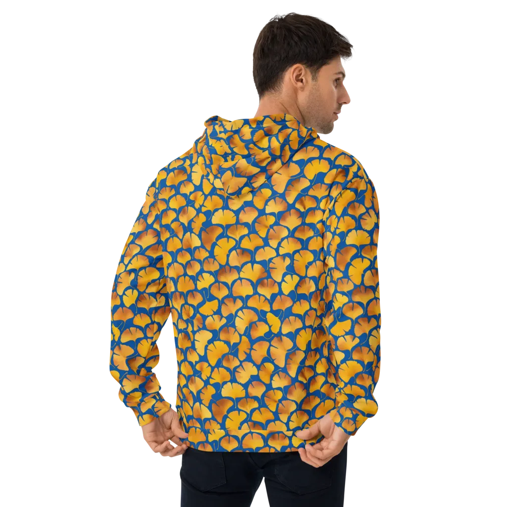Blue Ginkgo on Hoodie — Back