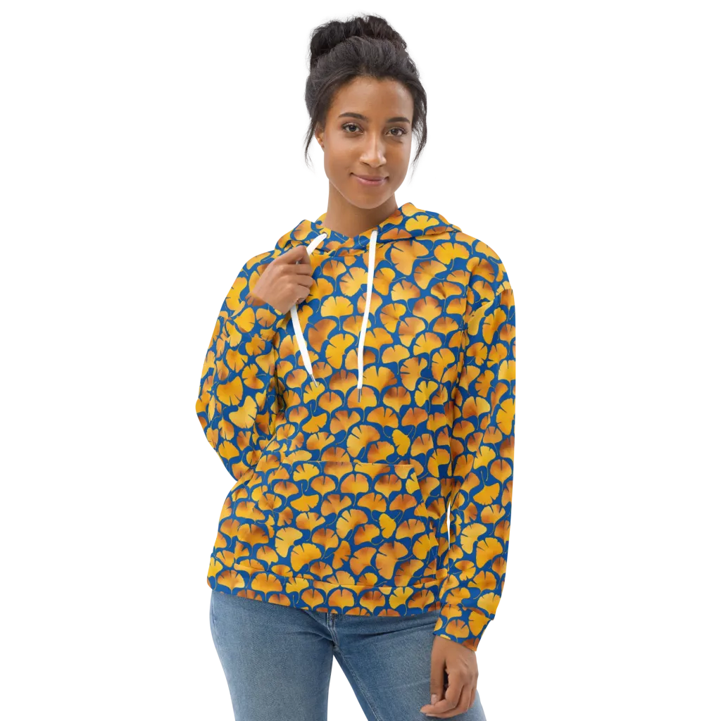 Blue Ginkgo on Hoodie — Front