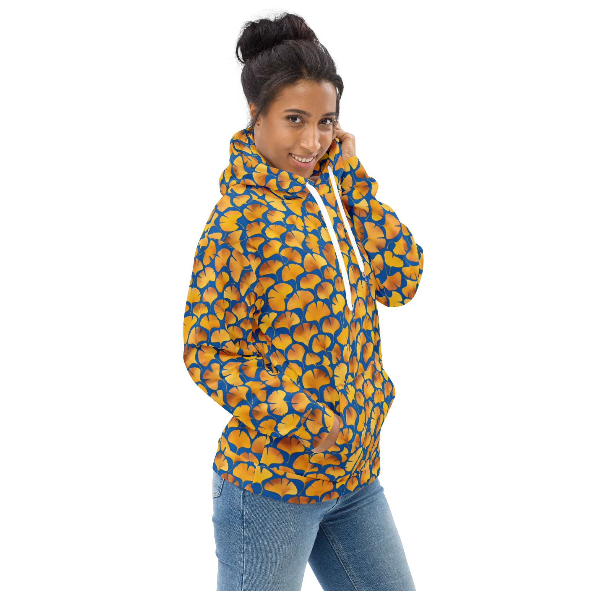 Blue Ginkgo on Hoodie — Right